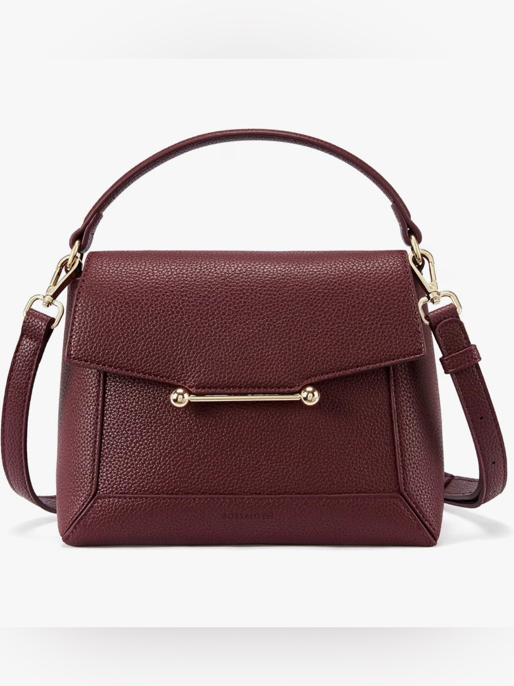 Bostanten Vegan Leather Structured Crossbody Purse Burgundy